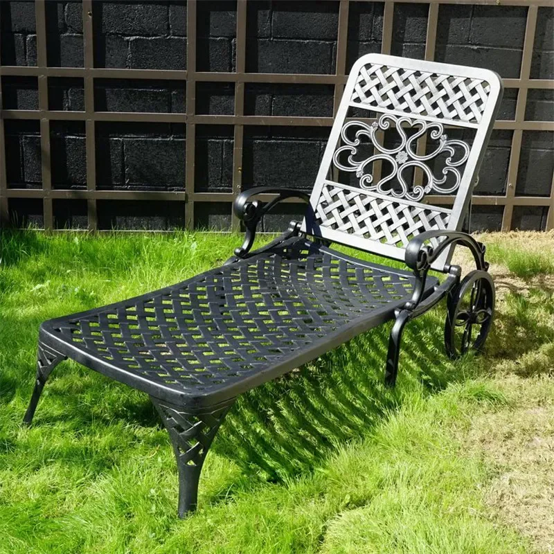 for Outdoor Beach Chairs Cast Aluminum Alloy Courtyard Garden Hotel Poolside Rest Chairs Sun Protection