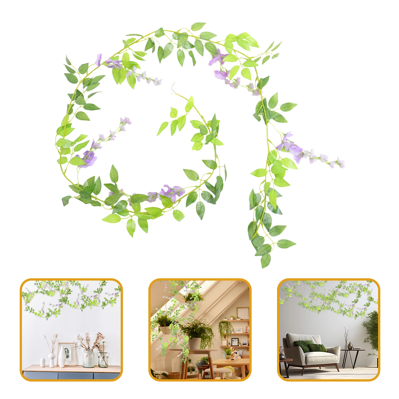 

Simulated Wisteria Flower Vineyard Wedding Decor Fake Vines for Room Hanging Flowers Decoration Plastic Faux Green Leaves