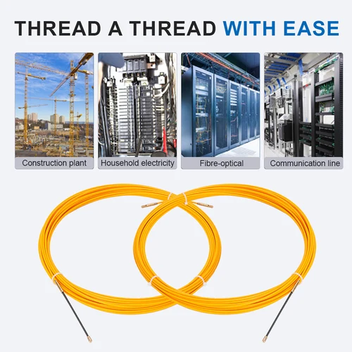 Imagen 2 del producto Extractor de cables de fibra de vidrio de 3mm, 5M-50M, cinta de electricista, conducto, enhebrador de cables de pared, guía de pescado, cinta de empuje para electricista