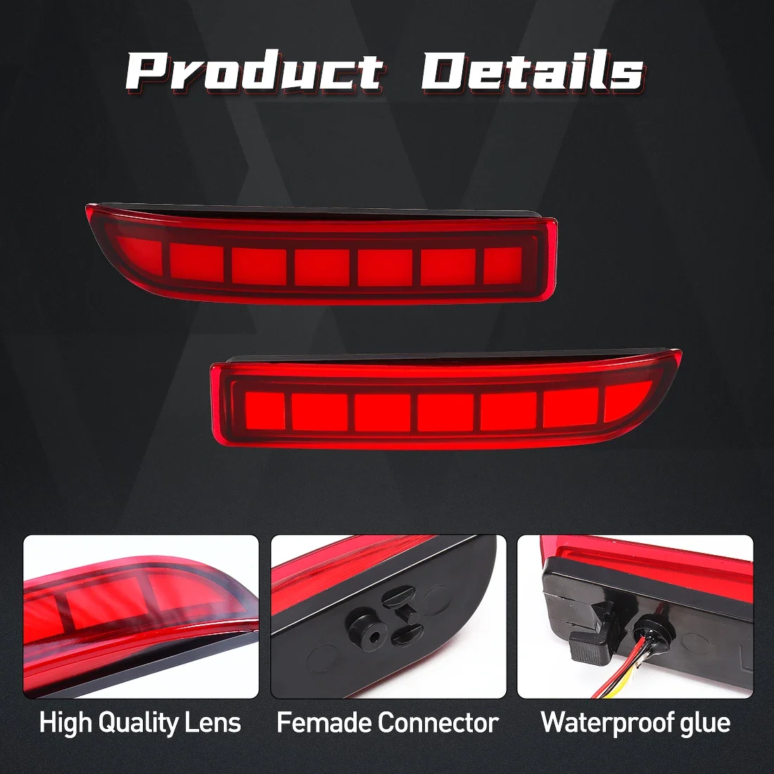 LED Rear Bumper Reflector Lights For Toyota RAV4 2006 2007 2008 2009 2010 2011 2012 For PREVIA Alphard 2010-2012 Brake Light 12V view 2