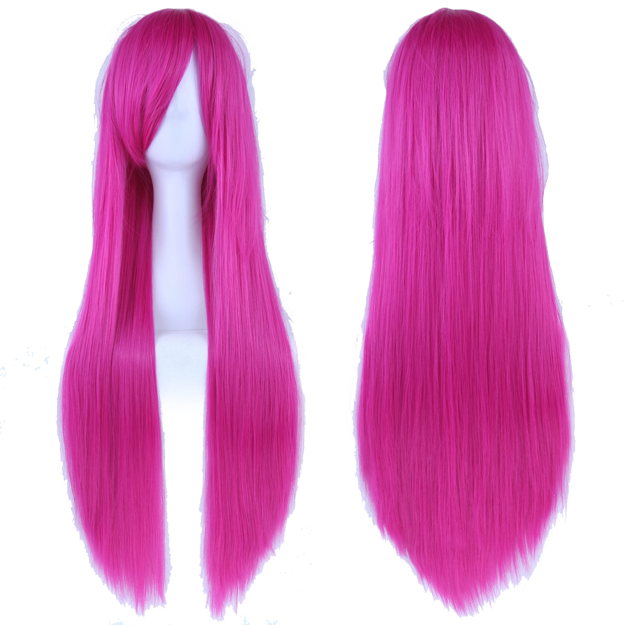 Soowee 80 cm lang synthetisch haar wit paars cosplay pruiken partij zwart haar rechte pruik haarstukje voor vrouwen