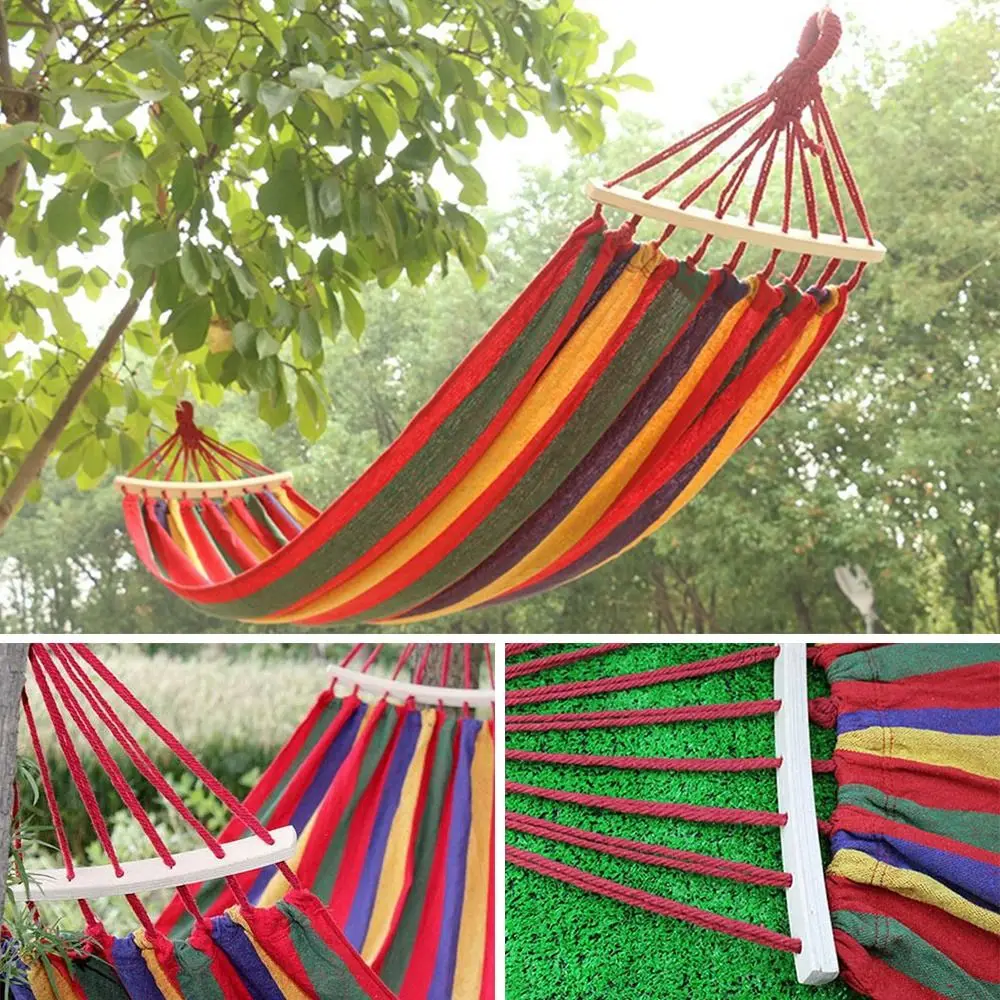

Thick Canvas Outdoor Hammock Good Load-bearing Wide Design Camping Hammock Breathable Swing Hammock Beach Leisure Activities