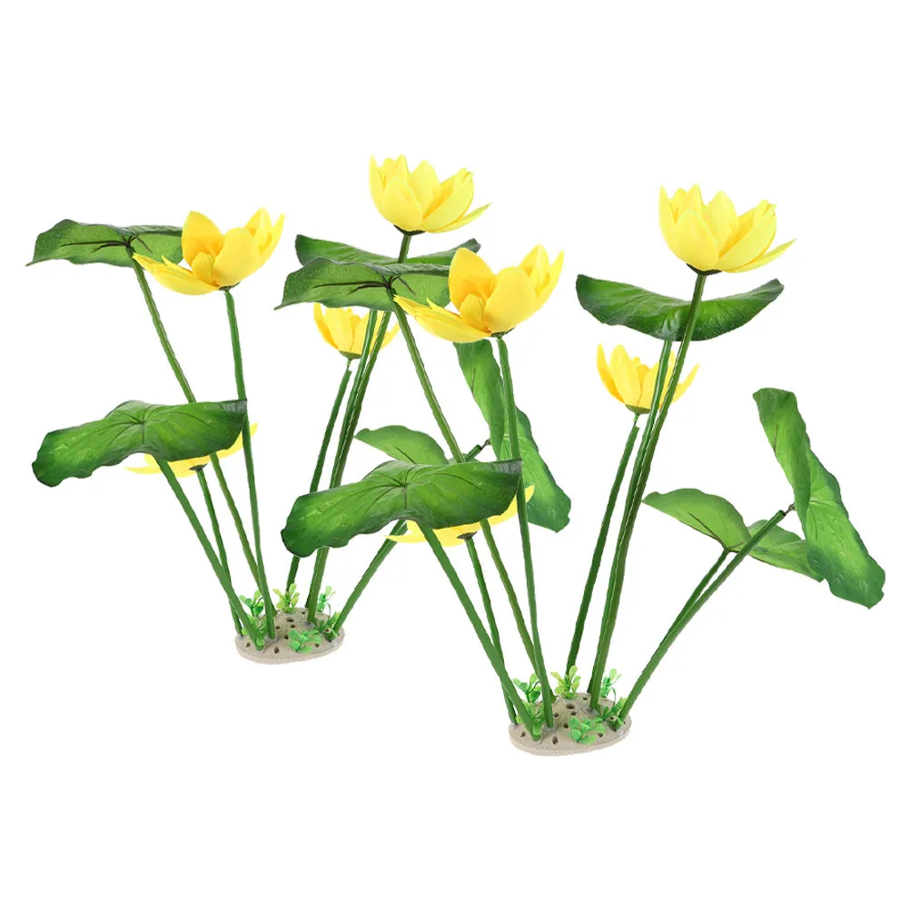 

2Pcs Fish Tank Artificial Plants Plastic Realistic Aquarium Decorations Green Water Grass Leaves Stems Underwater Decor