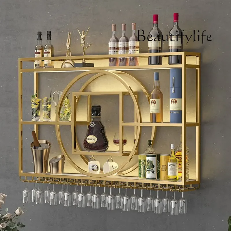 Q امرأة حامل مشروبات فاخرة الذهب فندق معلق عرض جدار النبيذ الرف زجاجة غرفة المعيشة Sto الغضب Estante Para Vino بار الأثاث