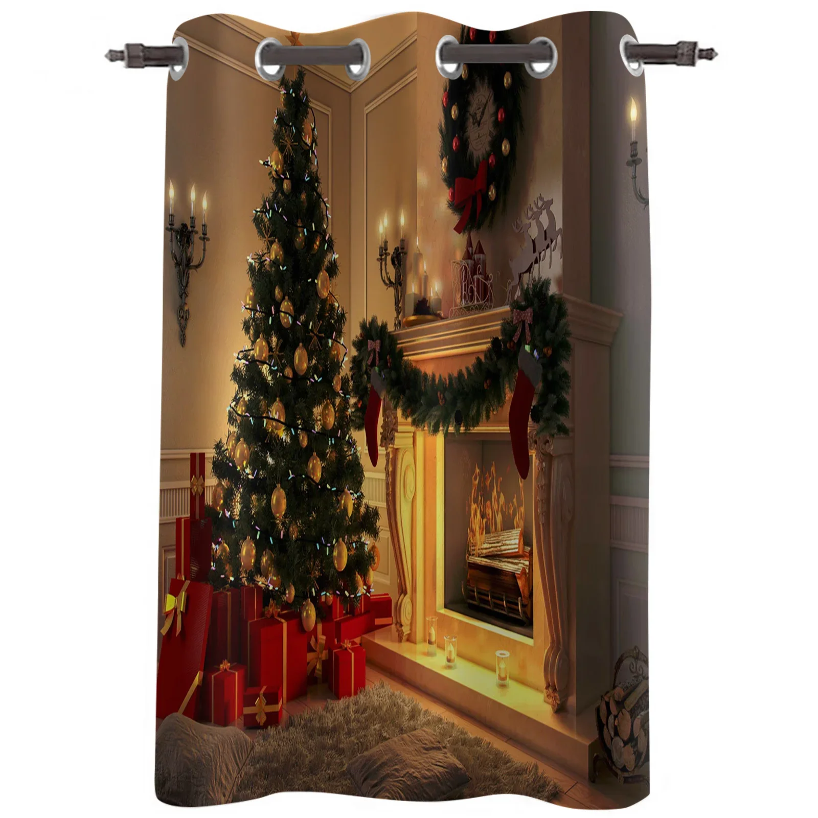 Santa Claus Christmas Decoration Christmas Blackout Curtains 3D Print Window Curtain Bedroom Living Room Decor Window Treatments