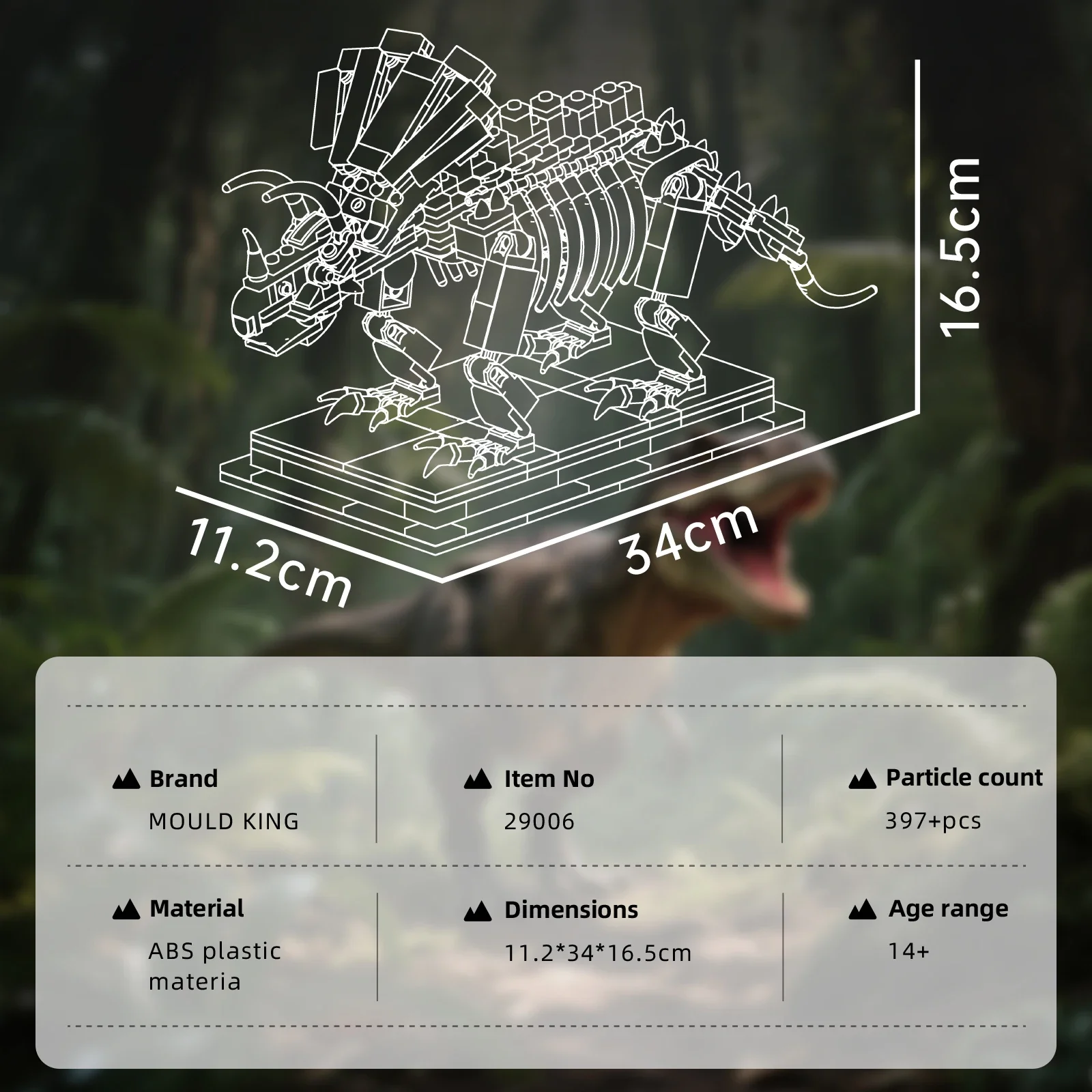 قالب الملك 29006 ترايسيراتوبس الأحفوري ديناصور الهيكل العظمي بنة نموذج 397 قطعة لعبة تعليمية للأطفال