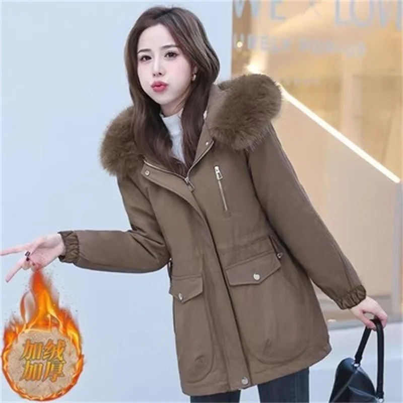 Add Plush Thick Cotton Jacket Outwear Women 2023 Winter Wear New Westernized Mid Length Style Overcomes The Trend Cotton Coat