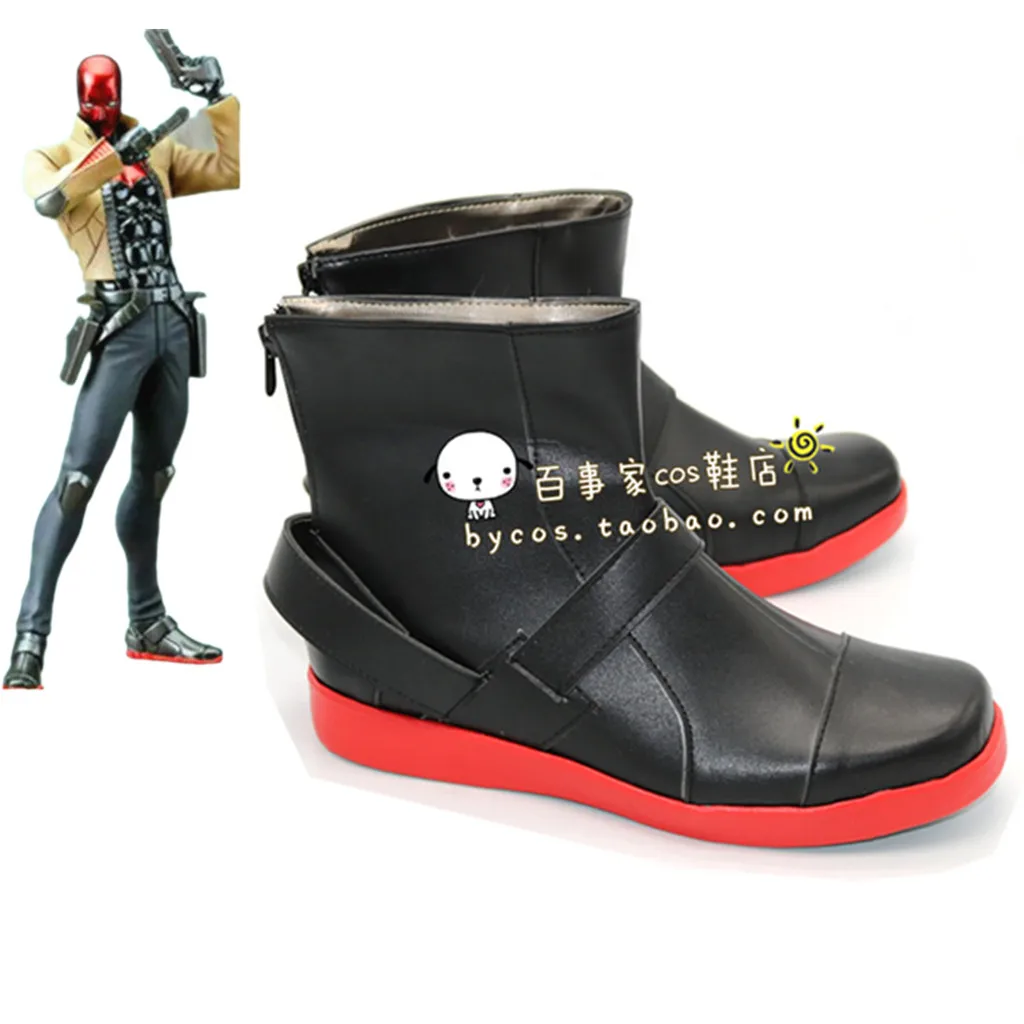 

‌ Черные и красные ботинки Redhood Jason Todd, обувь для косплея, ботинки ручной работы для Рождества, Хэллоуина, вечеринки