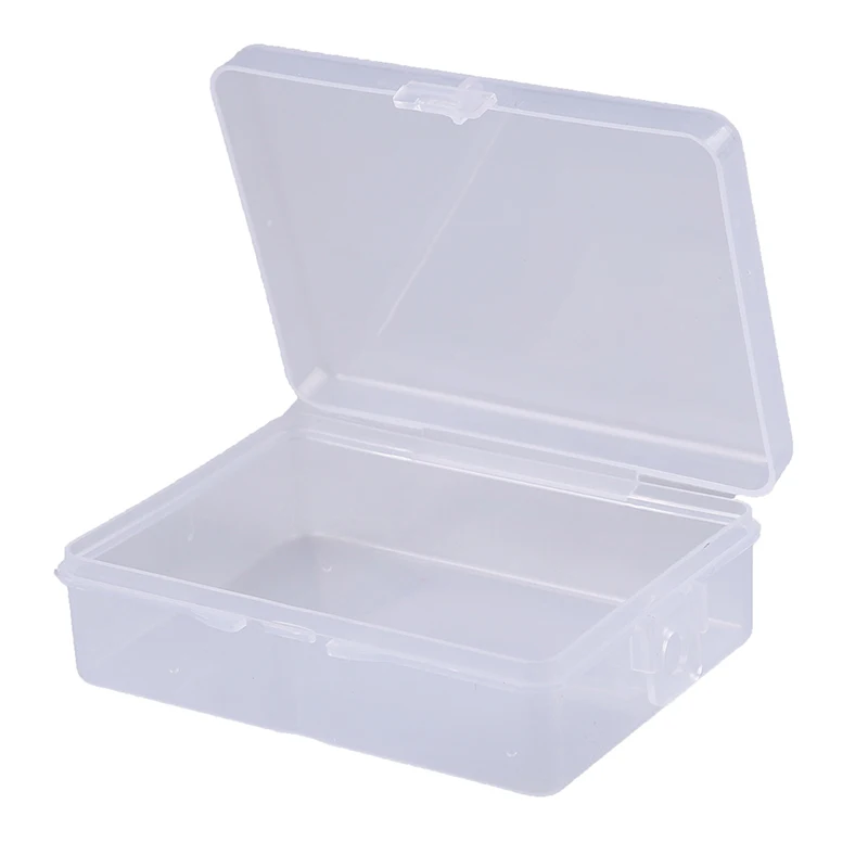 Caja de almacenamiento de plástico transparente, accesorio cuadrado multiusos para el hogar, maquillaje, joyería, 9cm x 6,5 cm x 3cm