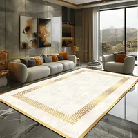 Golden Marble Carpet Luxury Bedroom Decoration Large Area Rugs Sofa Side Carpets for Living Room Soft Non-slip Lounge Floor Mat