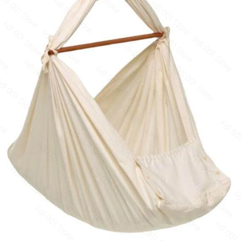 Organic cotton baby hammock modern design newborn indoor cradle swing spring foldable outdoor use