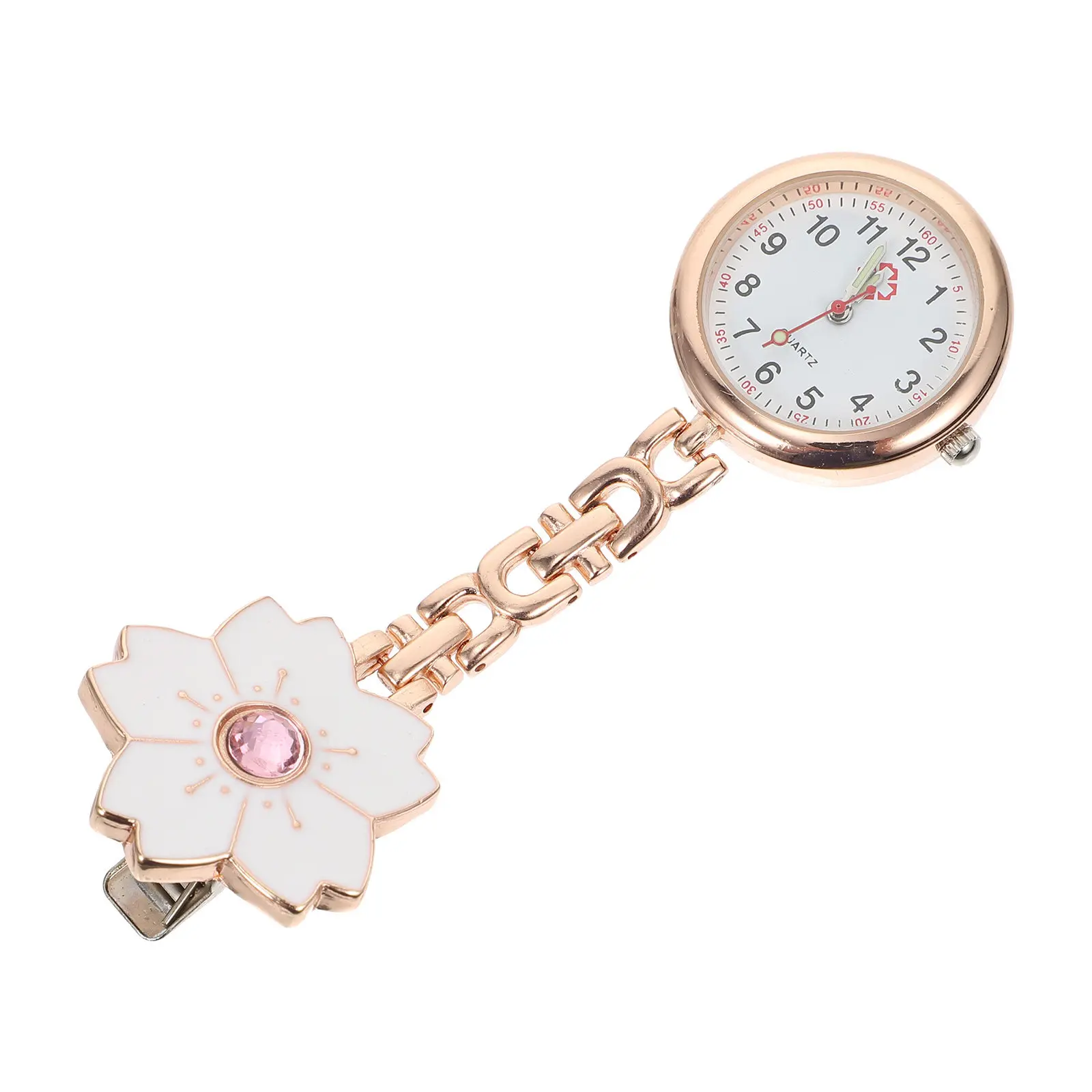 

1Pcs Nurse Pocket Watch Creative Floral Design Clip- Hanging Chest Watch Fashion Timing Portable Accessory