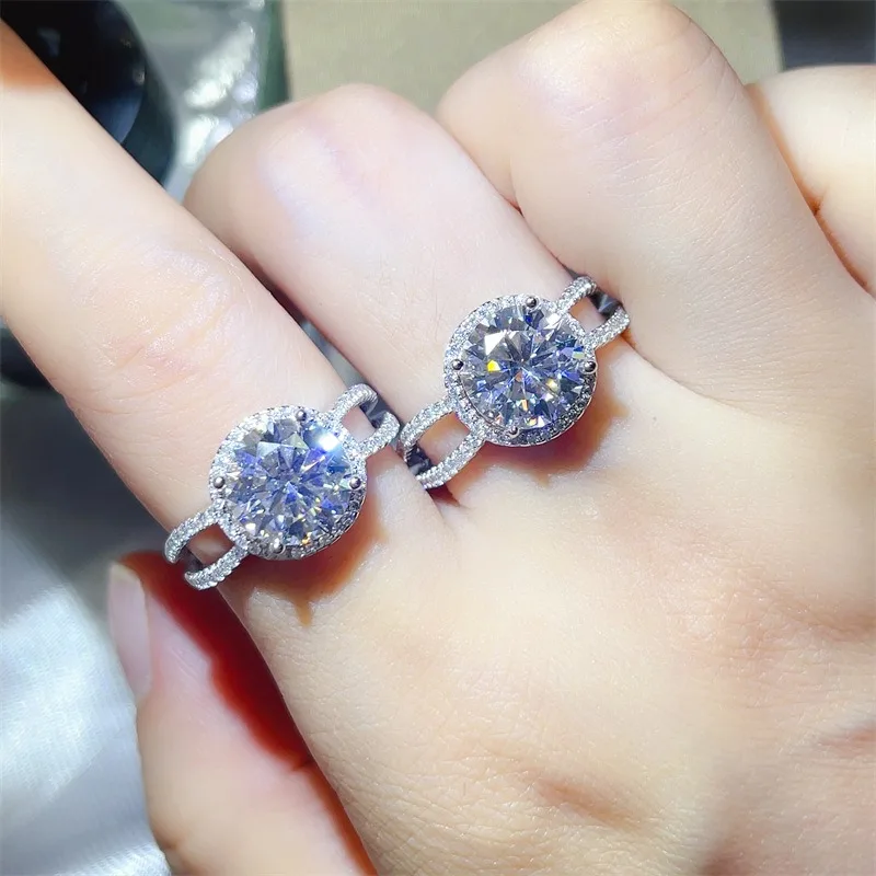 SACE GEMS  GRA Certified 3CT D VVS1 Moissanite 925 Sterling Silver Fashion Ring for Women Engagement Promise Party Fine Jewelry