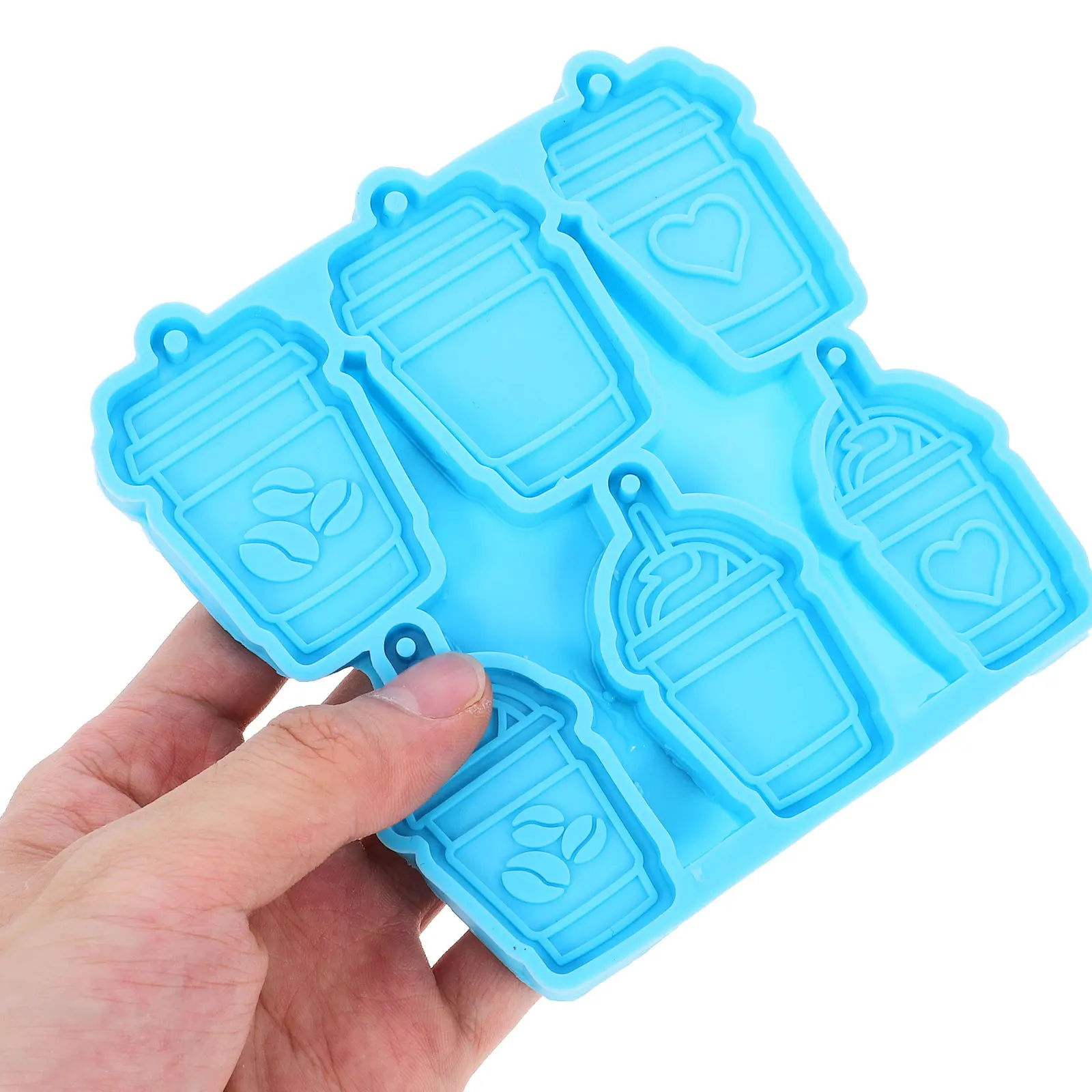 

1 комплект, силиконовая форма для брелка для кофейной чашки, сделай сам, гибкая антипригарная форма для литья подвесок для напитков для декора ручной работы, принадлежности для рукоделия