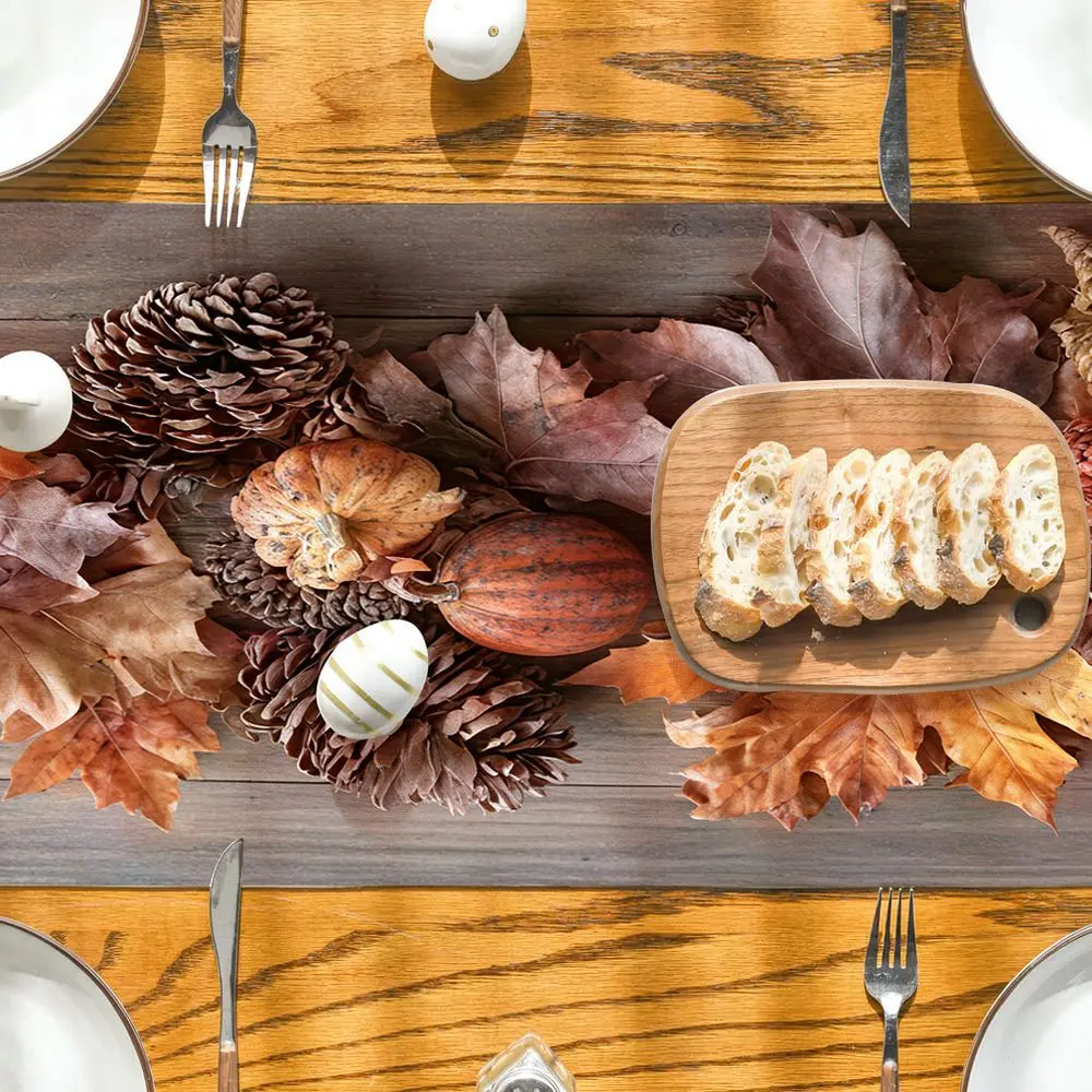 Rustic Fall Table Runner Maple Leaf Design Dining Tablecloth Bohemian Home Kitchen Decor Party Wedding Cloth