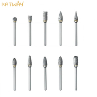 KATWAY 10pcs Double Cut Tungsten Steel Carbide Burr Set Rotary Milling Cutter Heads for Woodworking Grinding HH-AA53