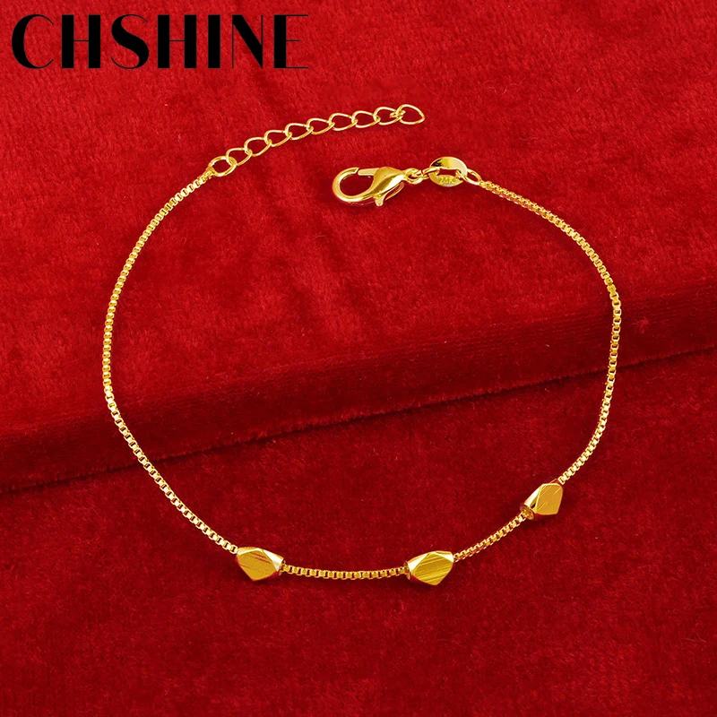 

CHSHINE 925 Sterling Silver 18K Gold Three Diamond Shapes Bracelet For Women Wedding Engagement Party Fashion Charm Jewelry