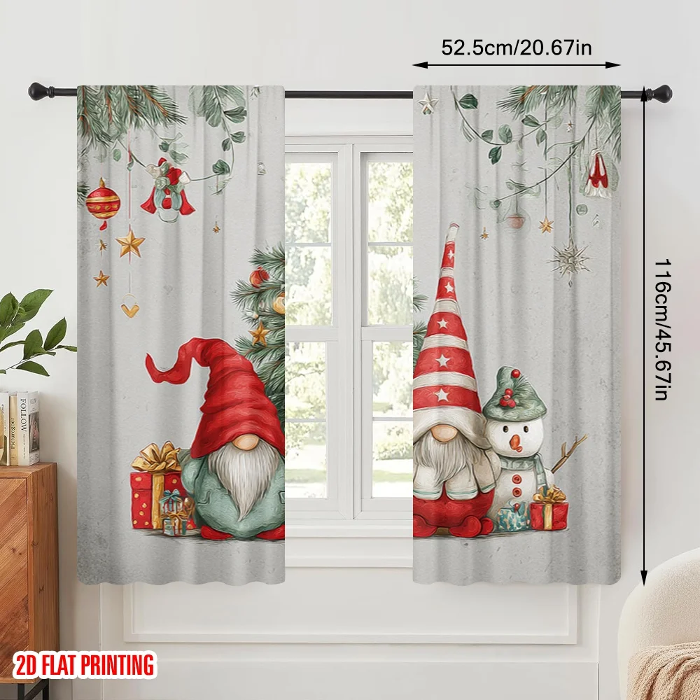 2 قطعة ، 2D الطائرة الطباعة الحد الأدنى الستائر عيد الميلاد التماثيل ورجل الثلج تنوعا البوليستر دائم (بدون قضيب) الزينة