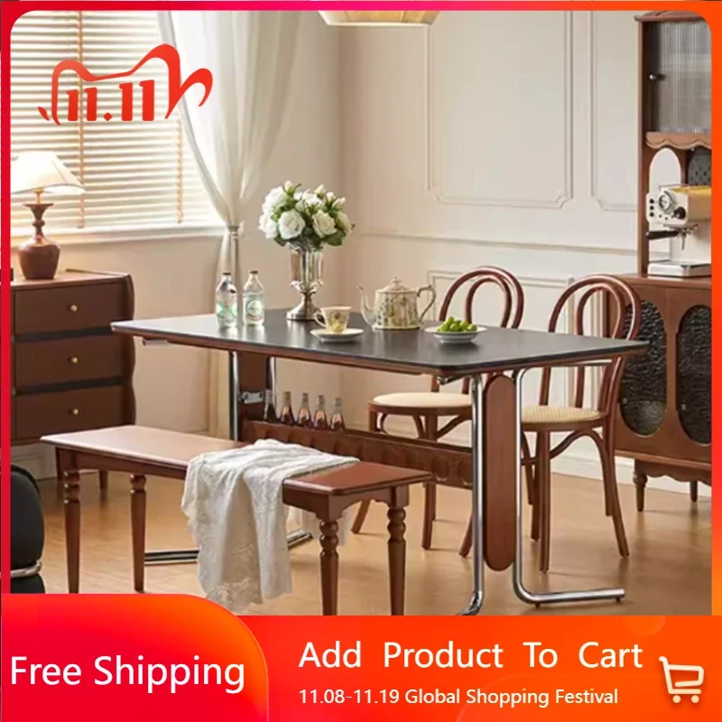 

Kitchen Metal Table Storage Portable Organizer Center Wood Modern Dining Table Luxury Restaurant Mesas De Comedor Home Furniture