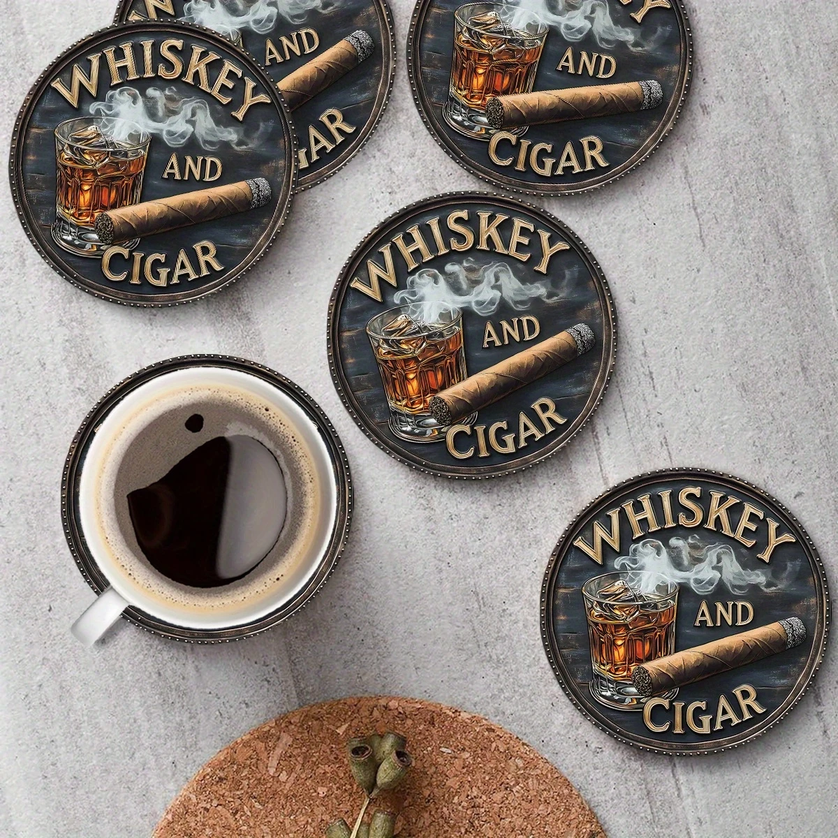 2D Flat, 6pcs Whiskey and Ciga - огляд і ціна Woodworking Room