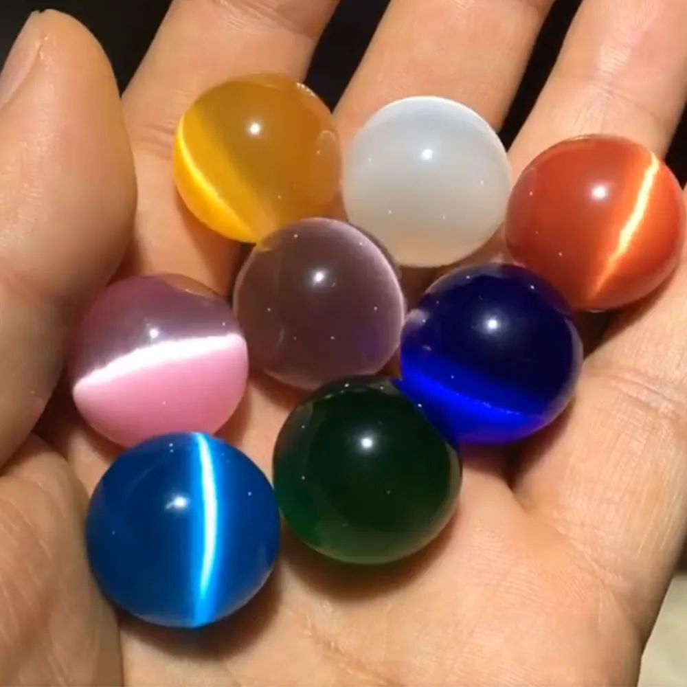 Dia 25mm Crystal Ball Ornament Colorful Cat Eye Stone Home Aquarium Vase Decoration DIY Handicraft Garden Landscaping