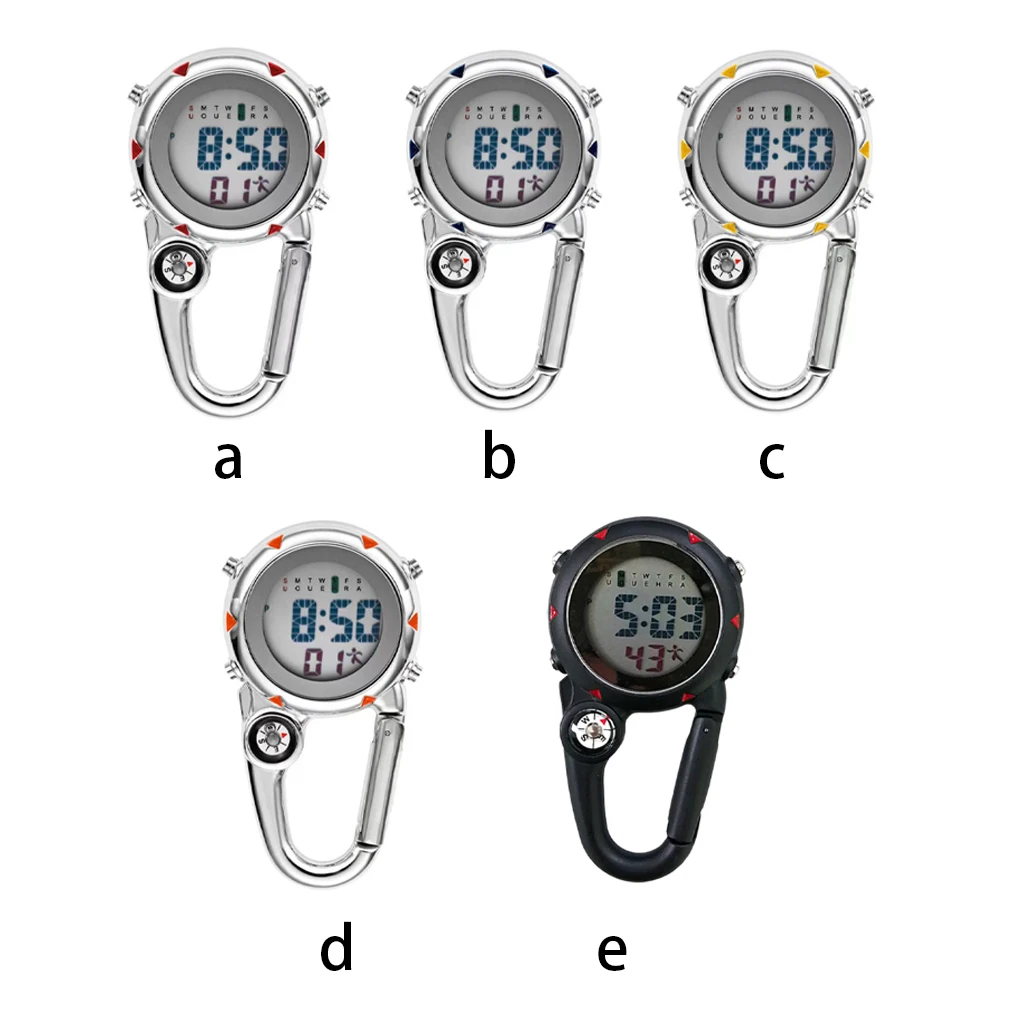 Digital Carabiner Clip Watches Clock Fashion Luminous Fob Watch Men Temperature Week Display Clocks Gift