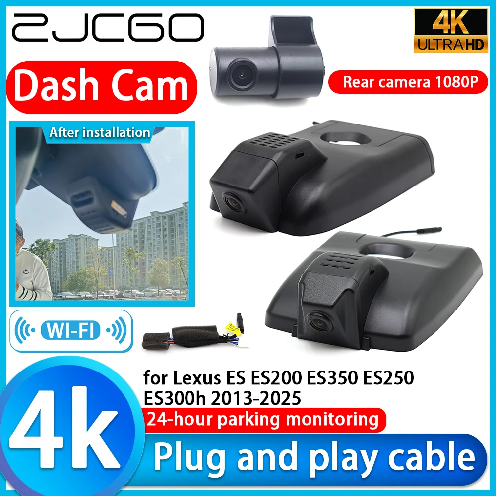 ZJCGO for Lexus ES ES200 ES350 ES250 ES300h 2013-2025 4K DVR Dash Cam Car Camera Lens 24h Monitor Video Recorder Recording
