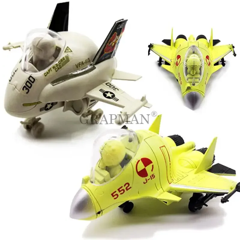 Q Version F16 F18 J15 Fighter 9cm Cute Mini 4D Plastic Assemble Airplane Model Toy for Children