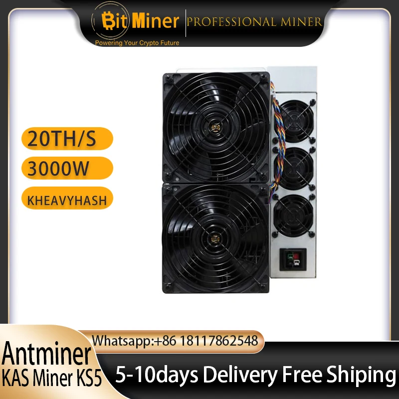 Bitmain Antminer KS5 20T/KS5 pro 21T 3000W Kaspa Miner Asic Mining Crypto Hardware Cryptocurrency KAS Coin Mining Machine(Augus)