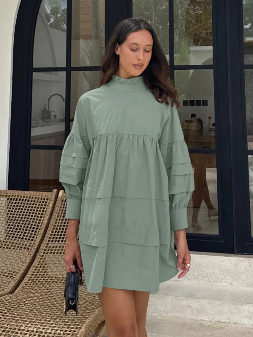 

Marthaqiqi хлопковая женская ночная рубашка с длинными рукавами, ночная рубашка на шнуровке, ночные рубашки с круглым вырезом, повседневное мини-платье, женская домашняя одежда