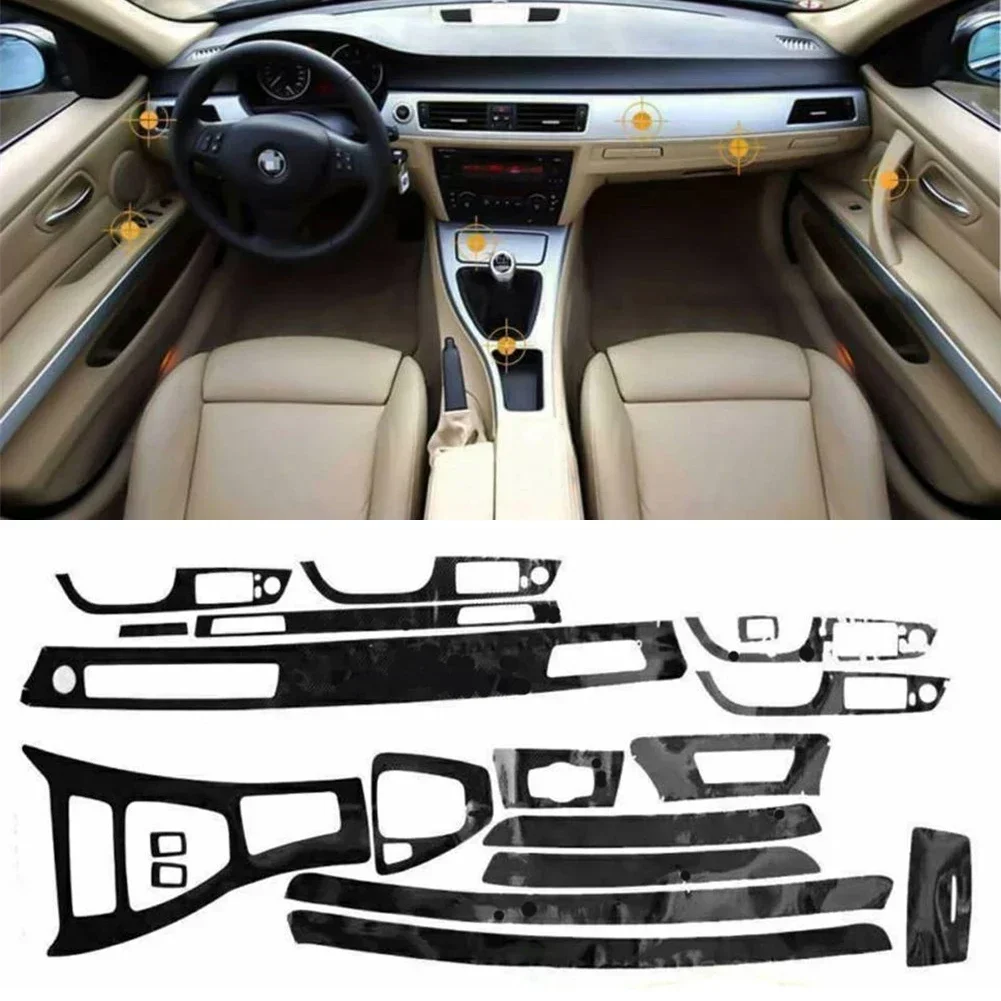 For Wrap Trim Decal Gloss Black Interior Glossy Stickers For 3 Series E90 2005-2012 Anti-scratch Sticker Interior Moul