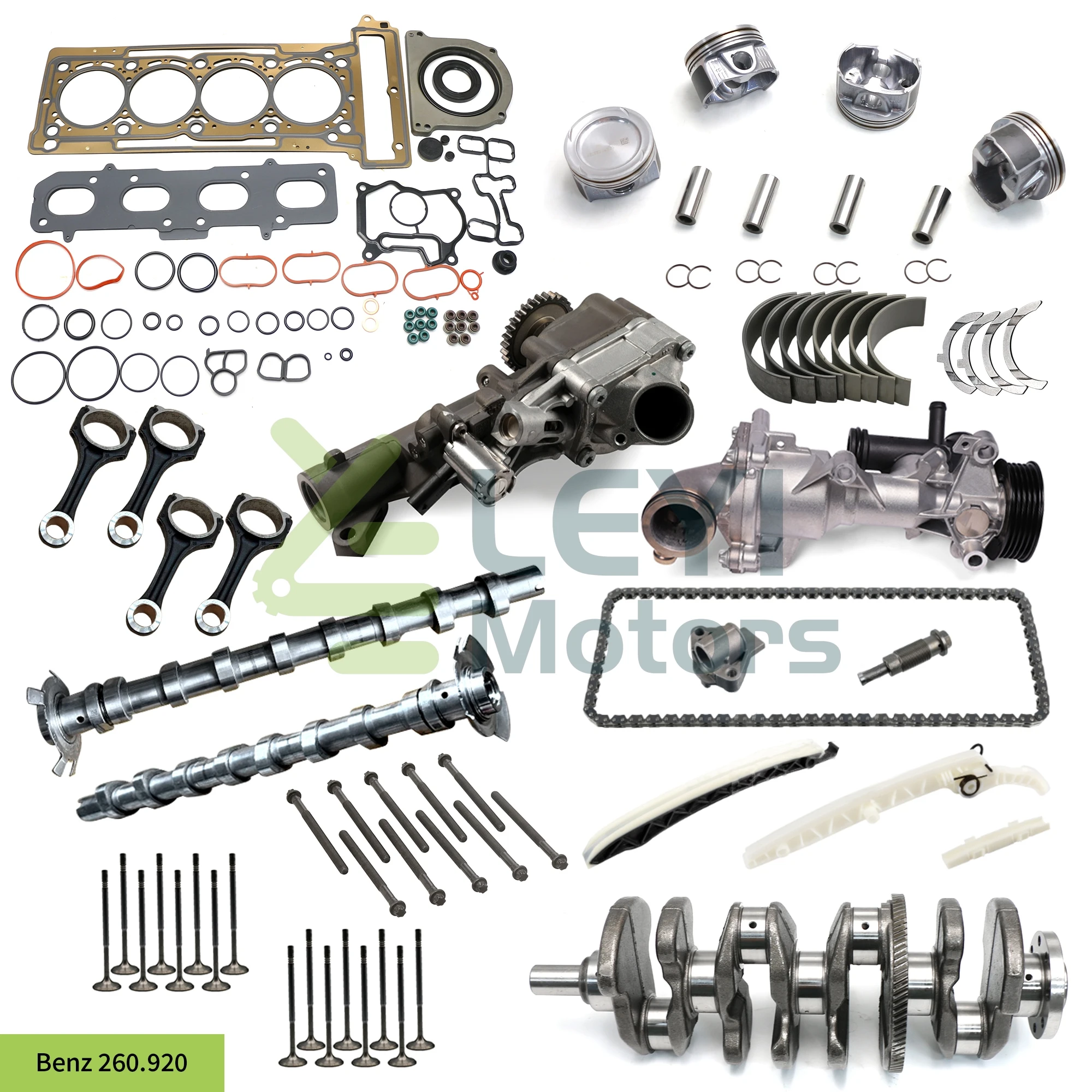 Piston with Rings Crankshaft Con Rod Bearing Timing Chain Full Gasket Kit Oil Pump Car Engine Part for Benz M260.920
