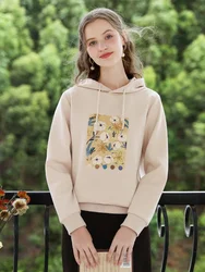 I BELIEVE YOU Women Hoodies 2024 Autumn New Flowers Print Long-sleeve Loose Casual Sweatshirt Basic Hooded Clothes 2243195841