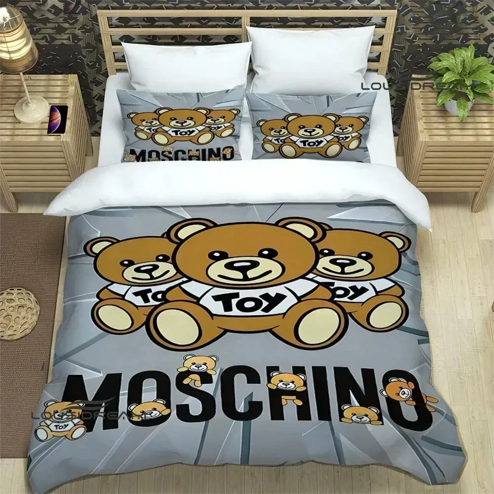 3D M-Moschinos logo Print Bedding Sets exquisite bed supplies set duvet cover bed comforter set bedding set luxury birthday gift