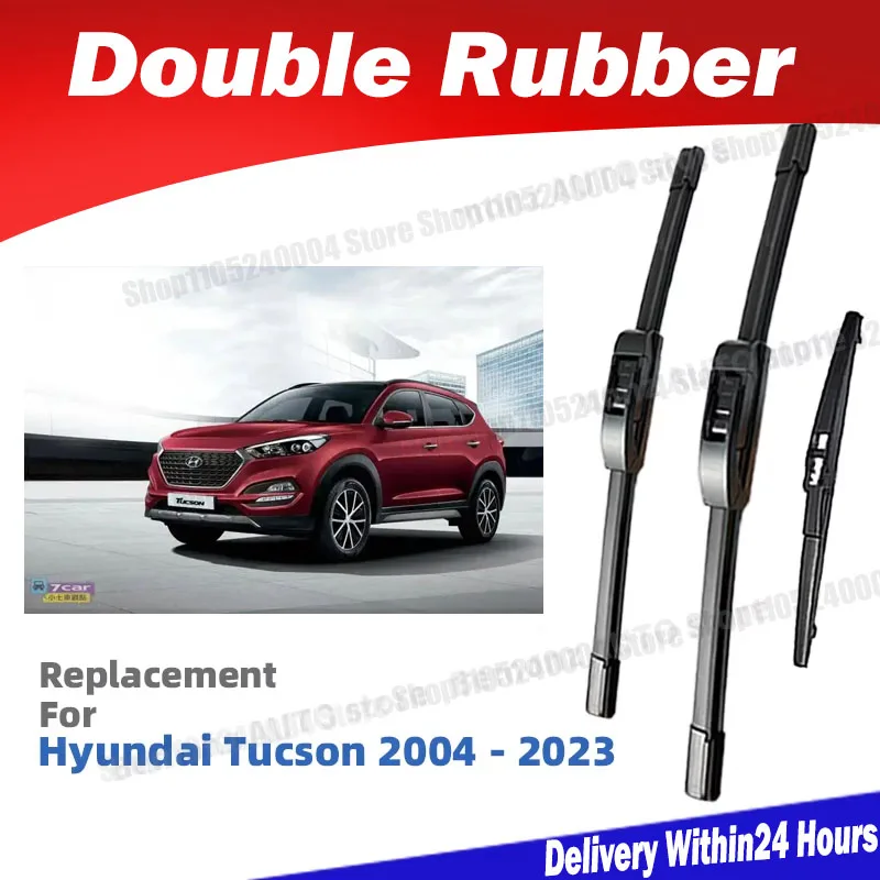 For Hyundai Tucson ix35 JM LM TL NX4 2004-2023 LHD Front Rear Windshield Wiper Blades 3pc Windscreen Window Brushes Accessories