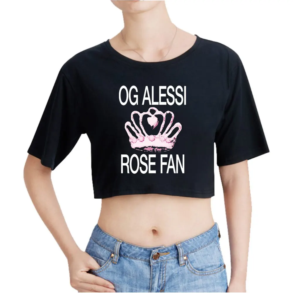 

Alessi Rose Merch Топ Футболка с круглым вырезом Топы большого размера Женская футболка Повседневная одежда с принтом Модная повседневная одежда
