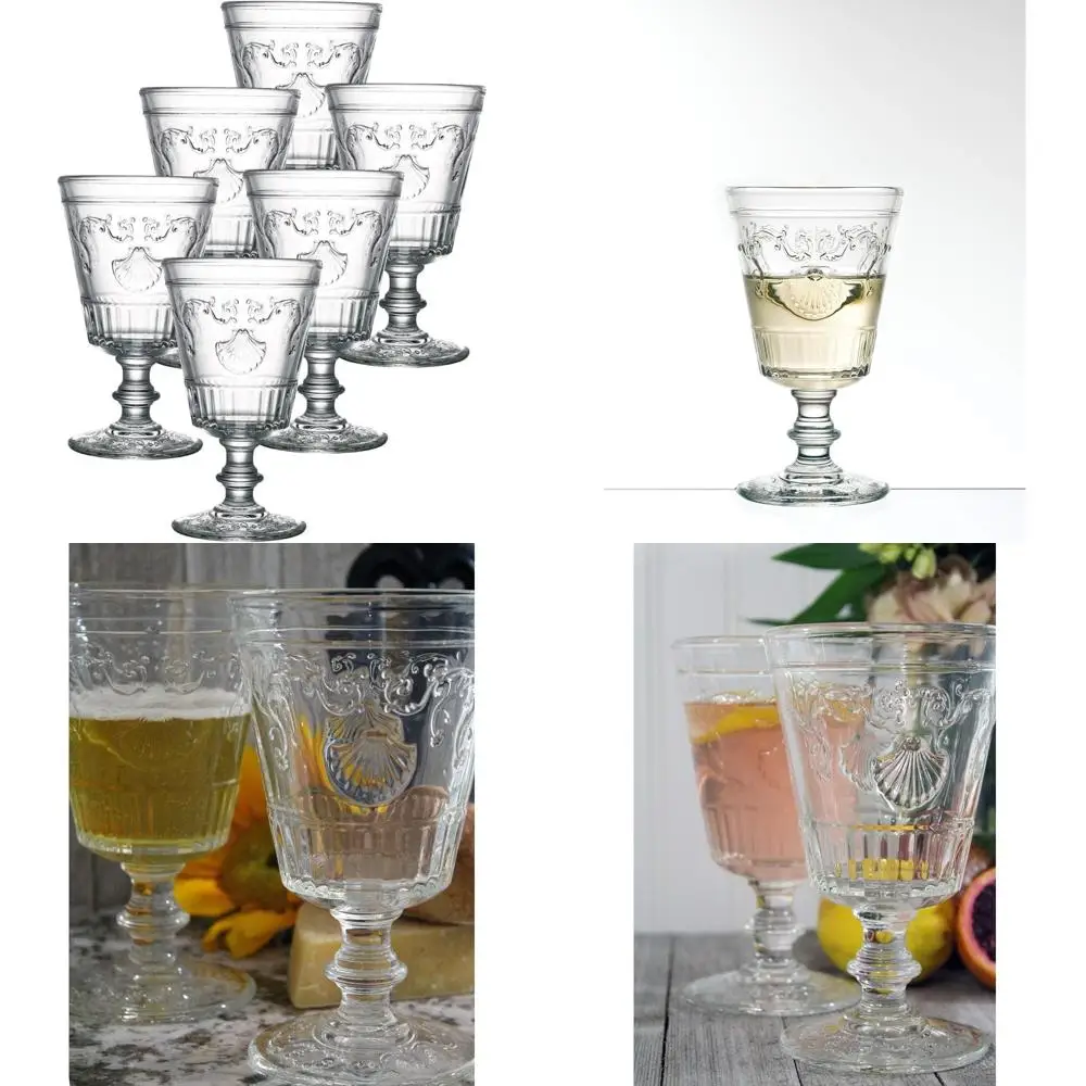 

Классический набор из 6 бокалов для вина во французском стиле — элегантный бокал с ракушкой и цветочным дизайном — идеально подходит для тонких вина и особых случаев