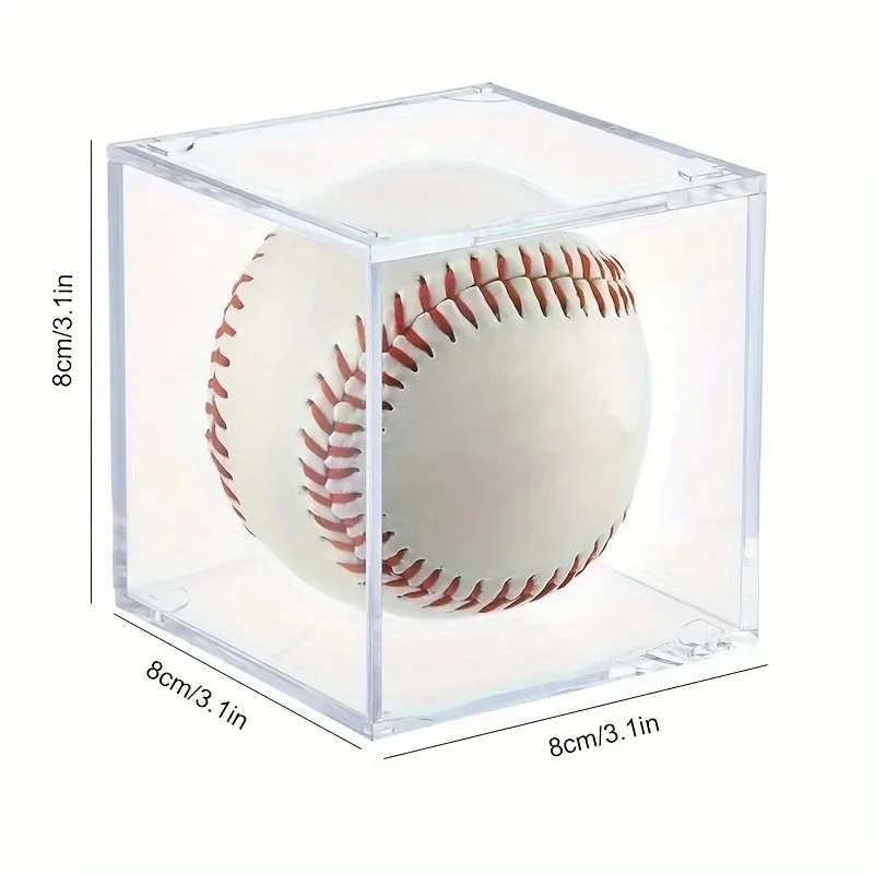UV-Protective Acrylic Baseball Display Case Transparent Square Sports Souvenir Storage Box Acrylic Transparent Baseball Storage