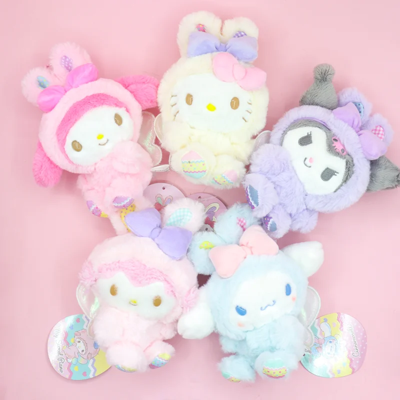 

Kawaii Sanrio Cinnamoroll Kuromi Melody Easter Bunny Ear and Wings Plush Toys for The Collection Anime Figure Gift Kids Toys