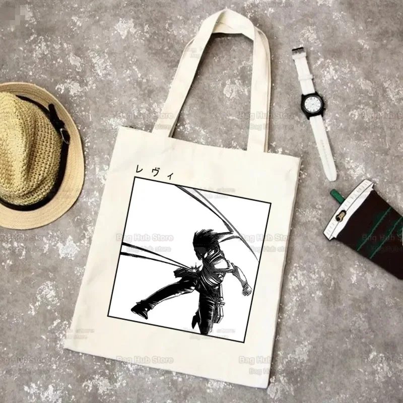 Anime Attack On Titan Levi Ackerman Eye Shopping Bag Grocery Shopper Borsa di iuta Shopping Tote Bag Riutilizzabile Bolsa Compra Sacolas