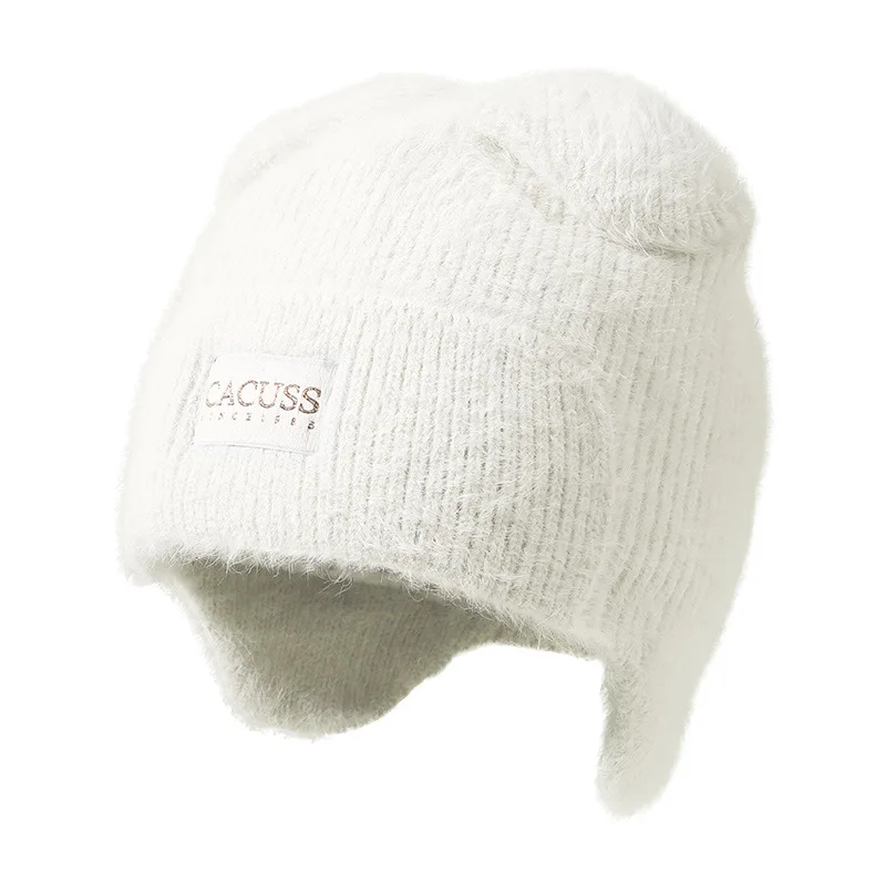 Adults Winter Rabbit Fur Knit Beanie Hat 56-62cm White Grey Beige Pink Women Warm Soft Cozy Daily Wear Classic New Style Arrival