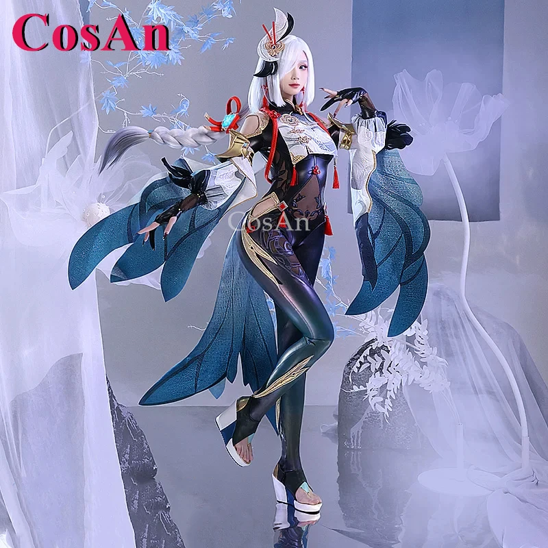 CosAn Game Genshin Impact Shenhe Cosplay Costumes Gorgrous Elegant Jumpsuit Combat Uniforms Actiivty Party Role Play Clothing