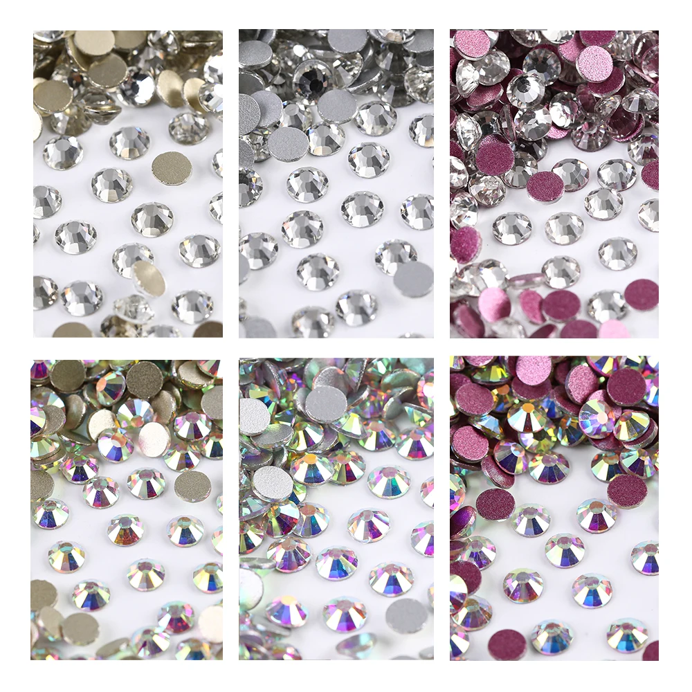 

YongNing quanlity Clear AB Non hotfix Rhinestones flat back crystals glass stone strass glitters for 3d nail garment wedding