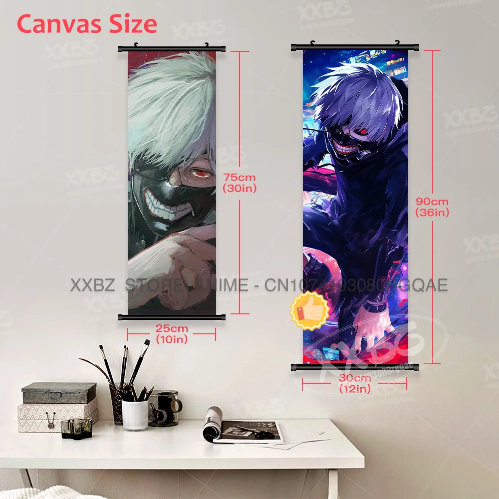 Tokyo Ghoul Anime Poster Vintage Home Dekoration Wand Kunstwerk Scroll Bild Druck Leinwand Hängen Malerei Für Wohnzimmer Wandbild – Detail 5
