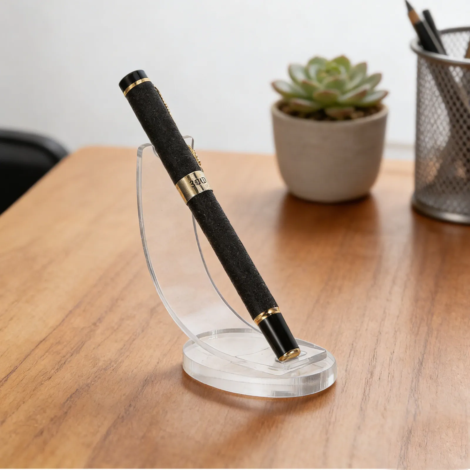 3Pcs Stable Acrylic Pen Display Rack Single Upright Holder for Fountain Pens Decorative Pencils Brushes Desk Organizer
