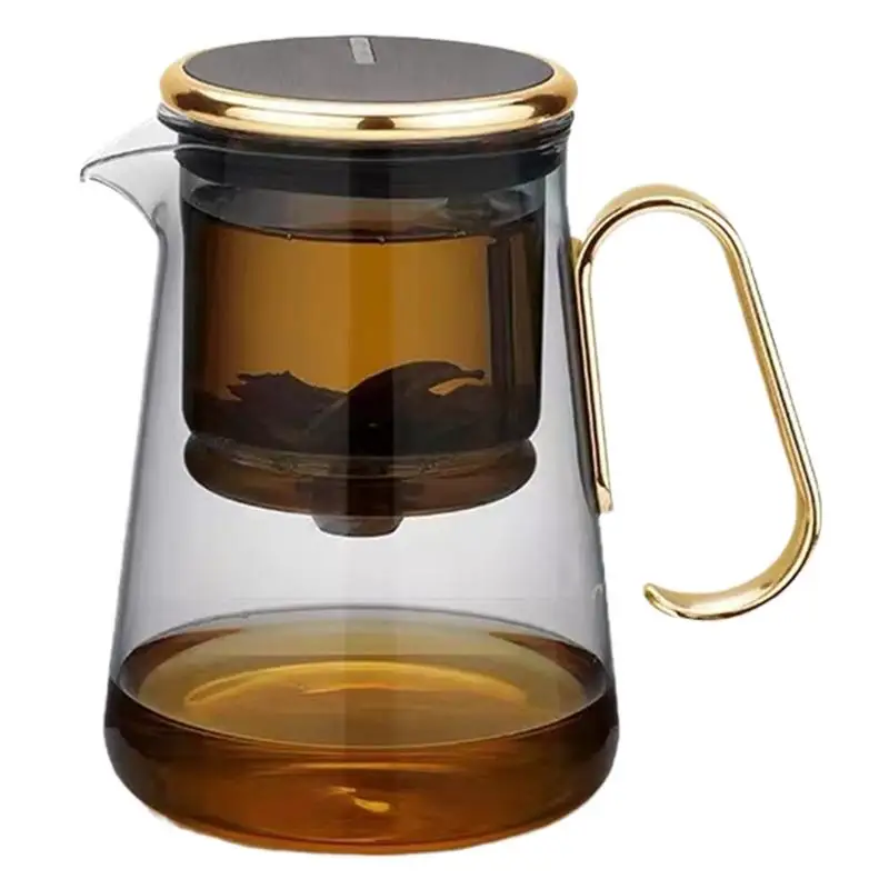 

Teapot With Infuser Magnetic Glass Kettle With Strainer Elegant Ornament Tea Brewer With Handle For Blooming And Loose Leaves