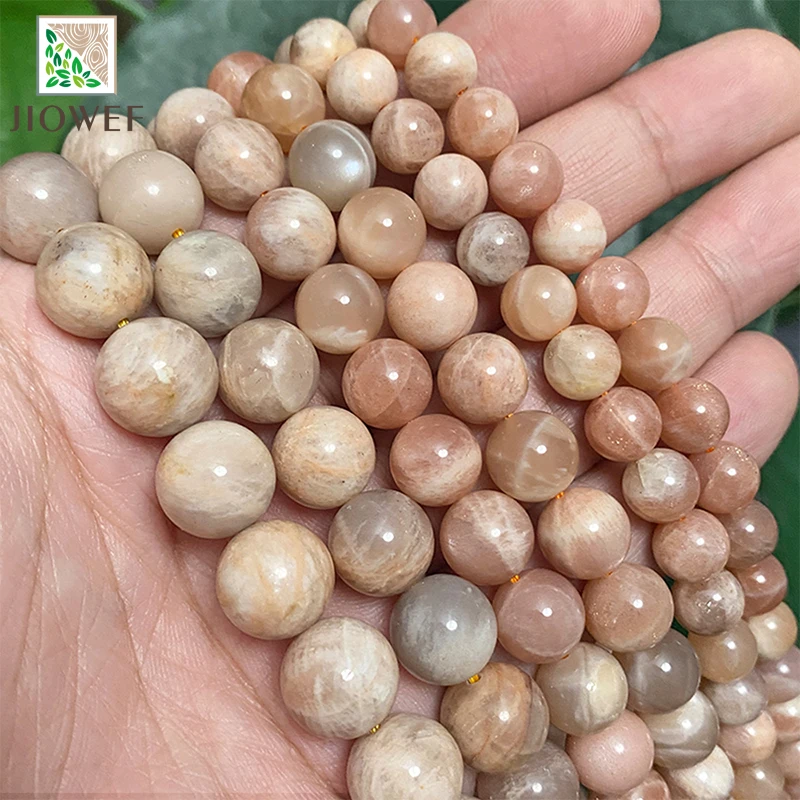 Natural Yellow Peach Sunstone Loose Round Beads for Jewelry Making Diy Handmade Bracelet Necklace 15