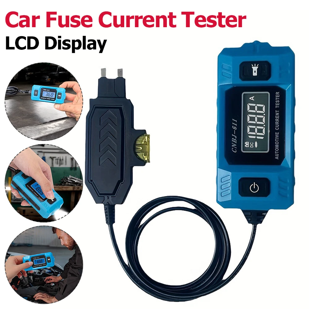 السيارات فيوز فاحص التيار شاشة الكريستال السائل سيارة تسرب محلل ماكس 48 فولت السيارات فيوز أداة الاختبار الحالية عالية الدقة