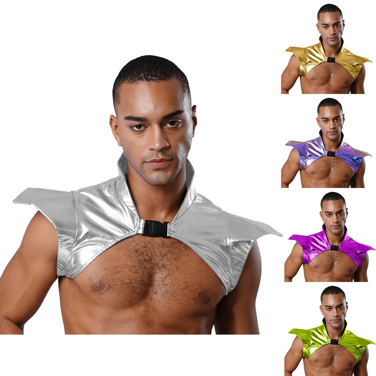 

Men Carnival Warrior Knights Cosplay Armor Shrug Shoulder Epaulet Collared Pauldron Shawls for Halloween Party Costume Accessory