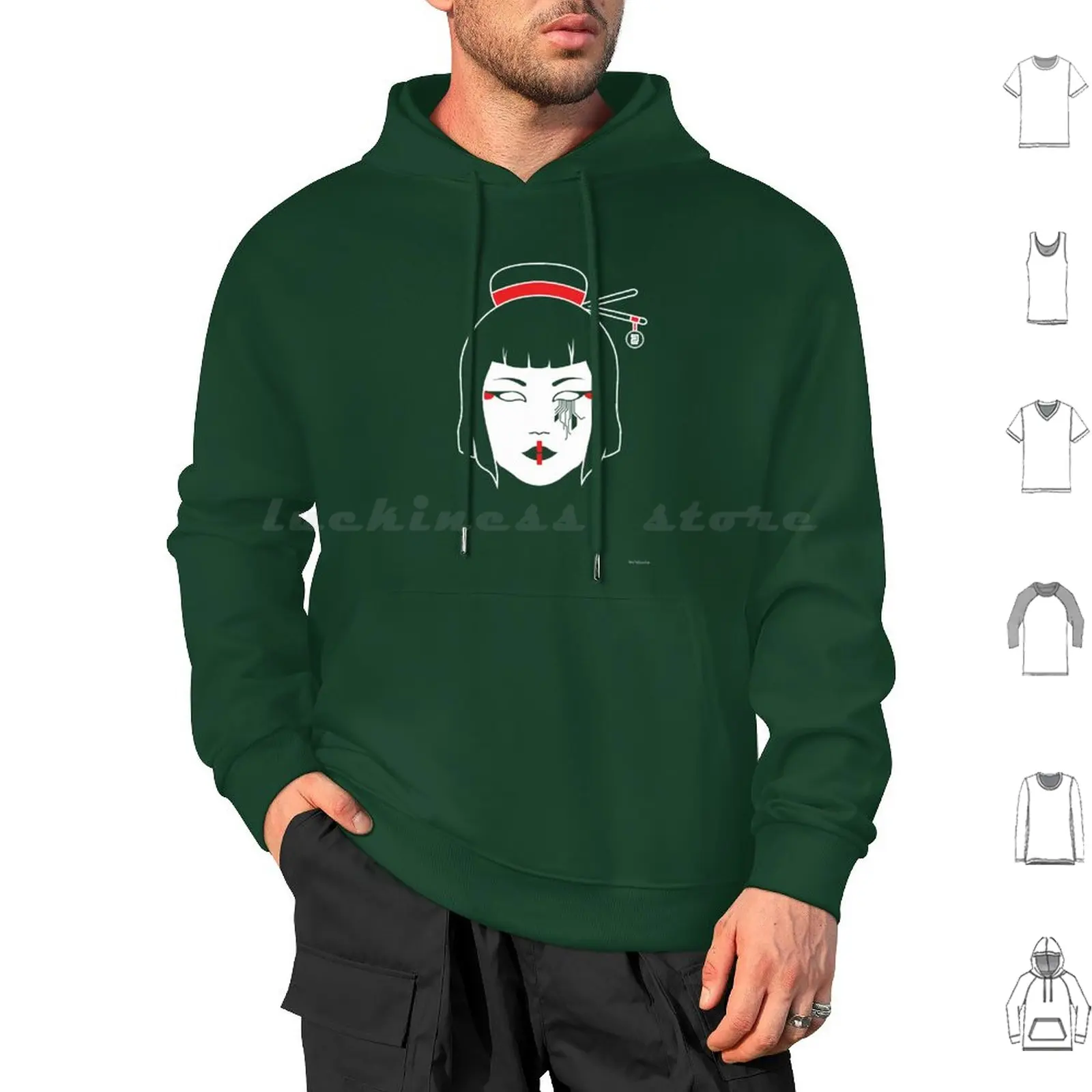 Geisha Chainsaw Hoodies Long Sleeve Geisha Cyber Neuromancer Sprawl Japan Japanese Woman